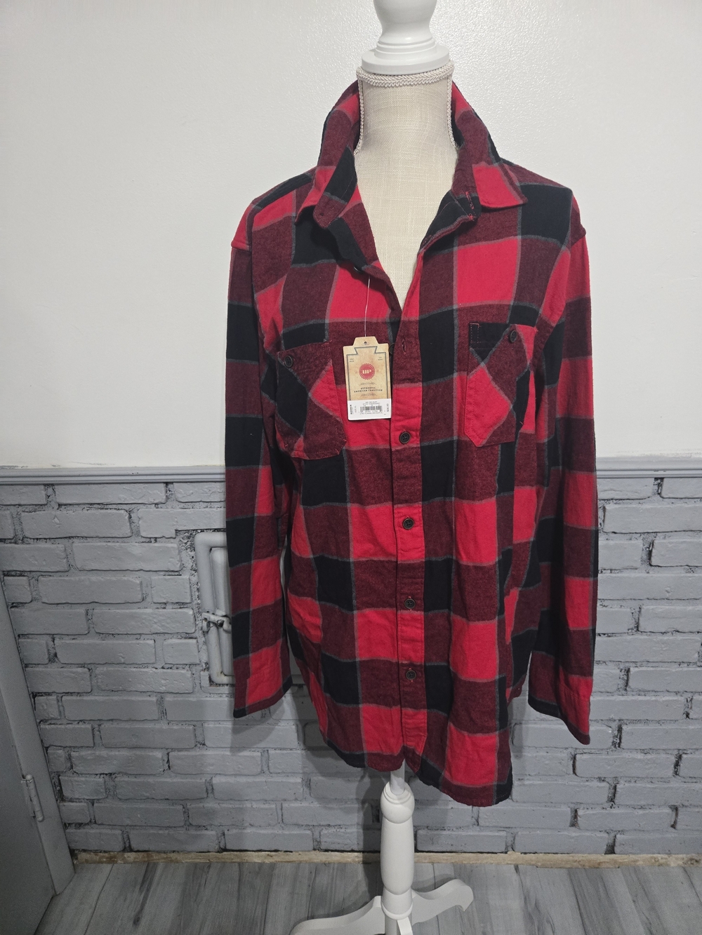urban pipeline Red and Black Plaid Button-Down Shirt
